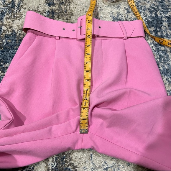 Zara Soft Pink High Waist Ankle Front Pleated Belted Trouser Pants Size Small - Picture 11 of 12